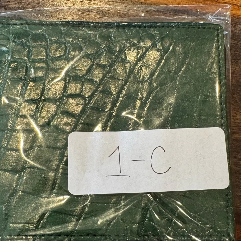 Genuine Croc Leather Wallet Dark Olive Color